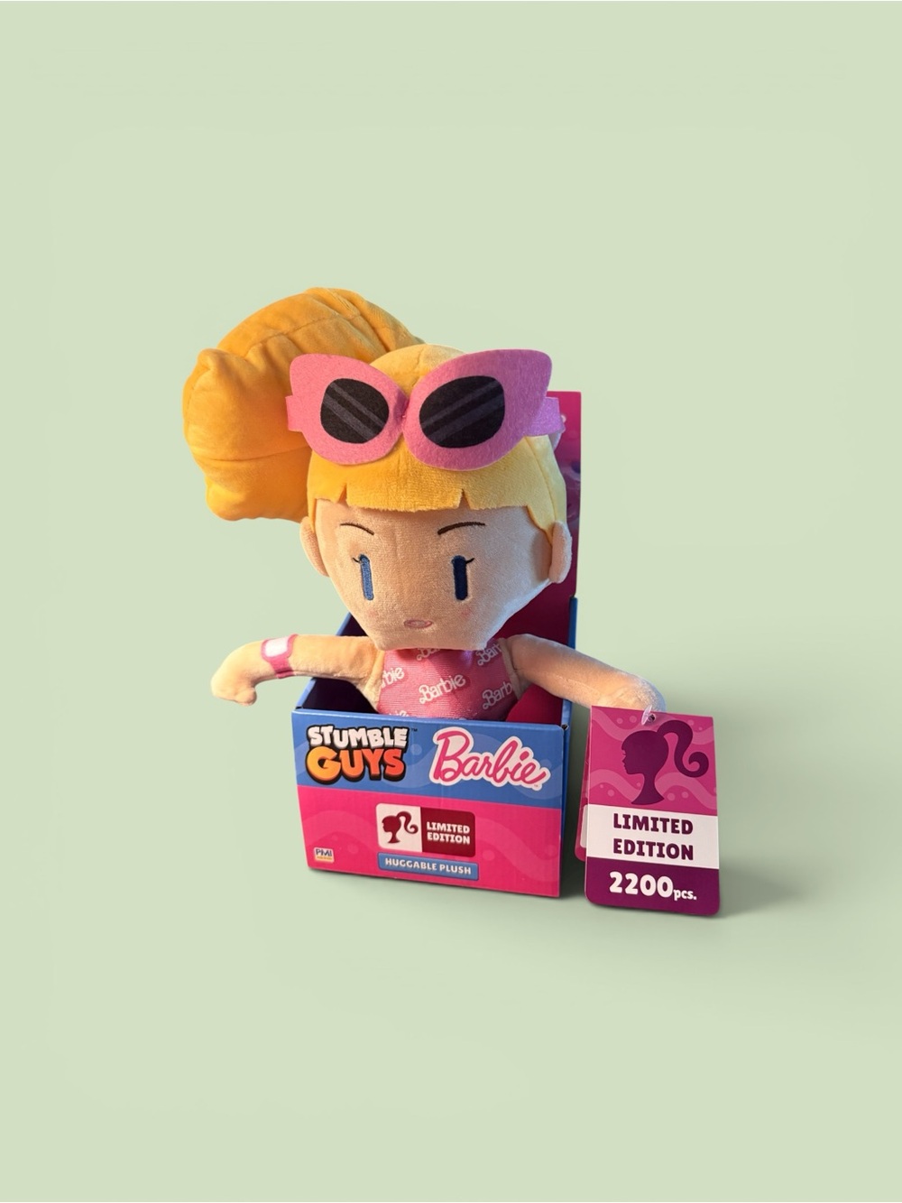 Barbie Blonde Plush Doll with Pink Sunglasses